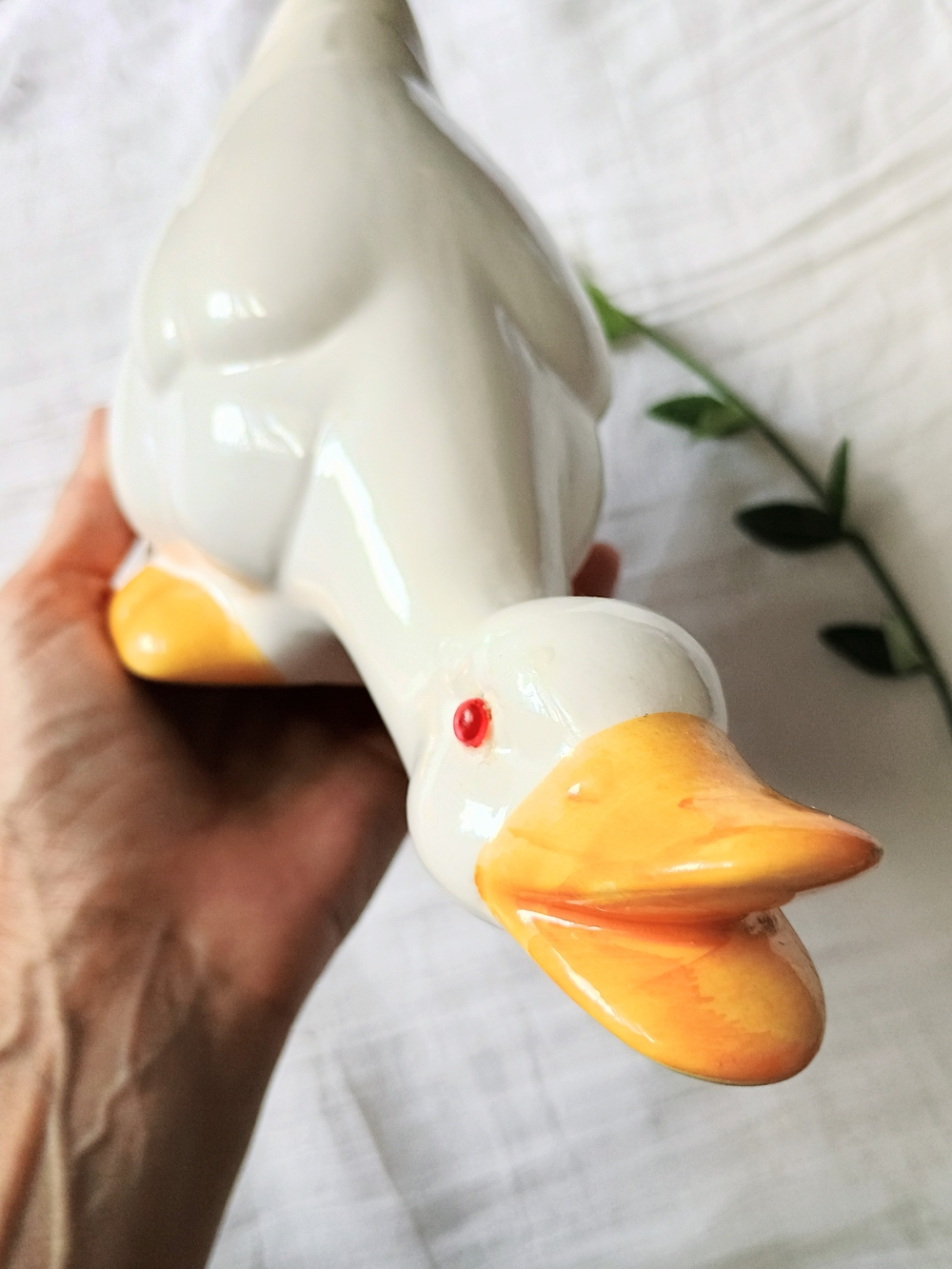 🍎 COTTAGE CORE 🍎 VTG Ceramic Goose / Duck Shelf Sitter, Eclectic Grandpa, Farm